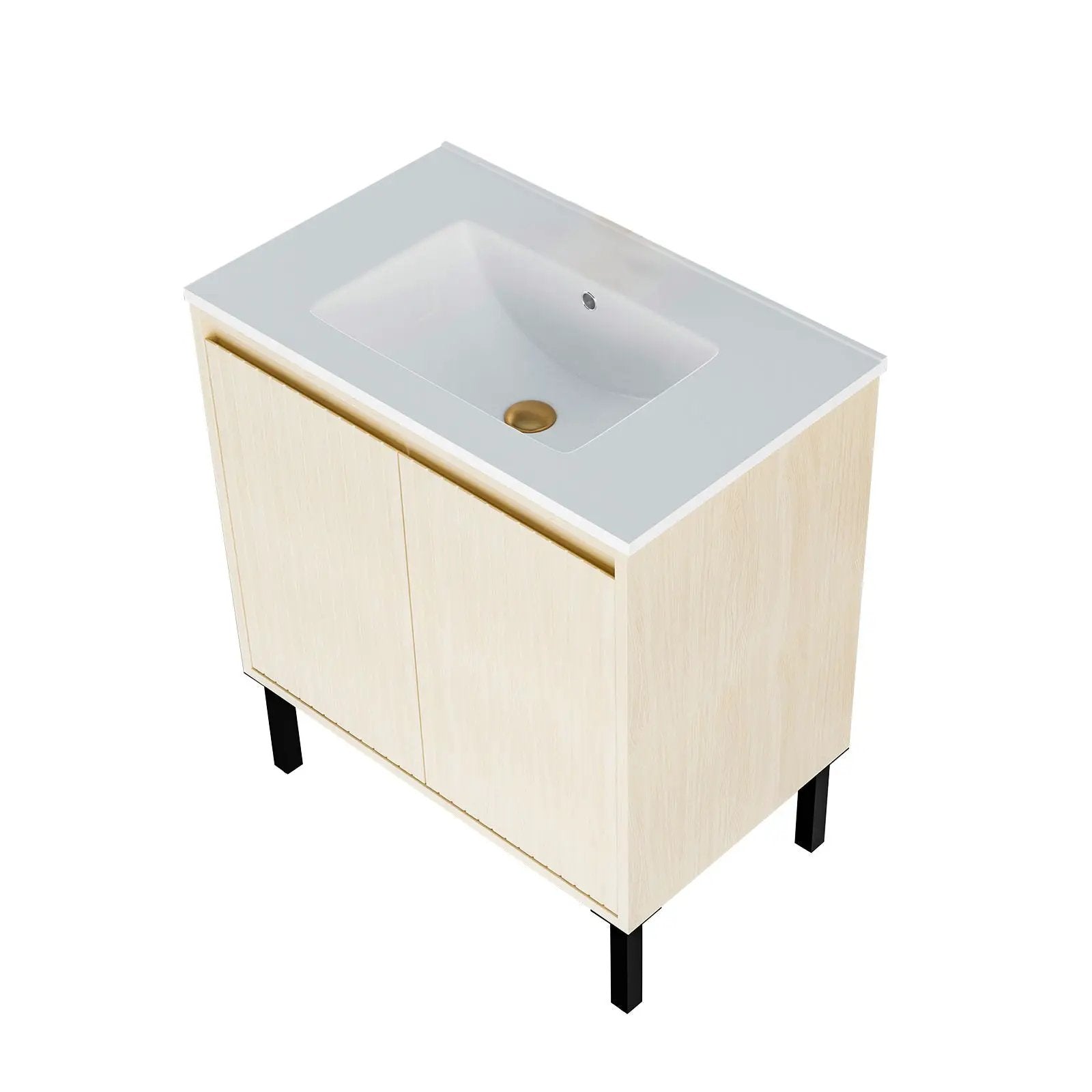 Bathroom Vanity With Ceramic Sink, Floor-Standing Design, Soft-Closing Drawers by Unique Piece Furniture