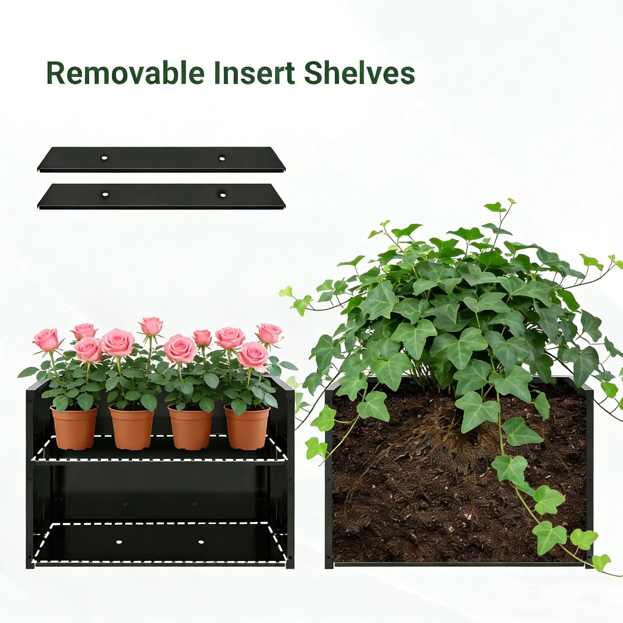Tall Metal Planter Raised Garden Bed with Trellis by HouseOfZazla