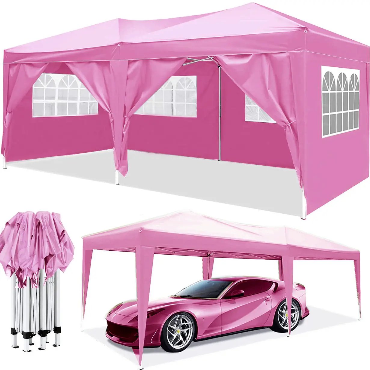 10'x20' EZ Pop Up Canopy Outdoor Portable Party Folding Tent with 6 Removable Sidewalls by HouseOfZazla