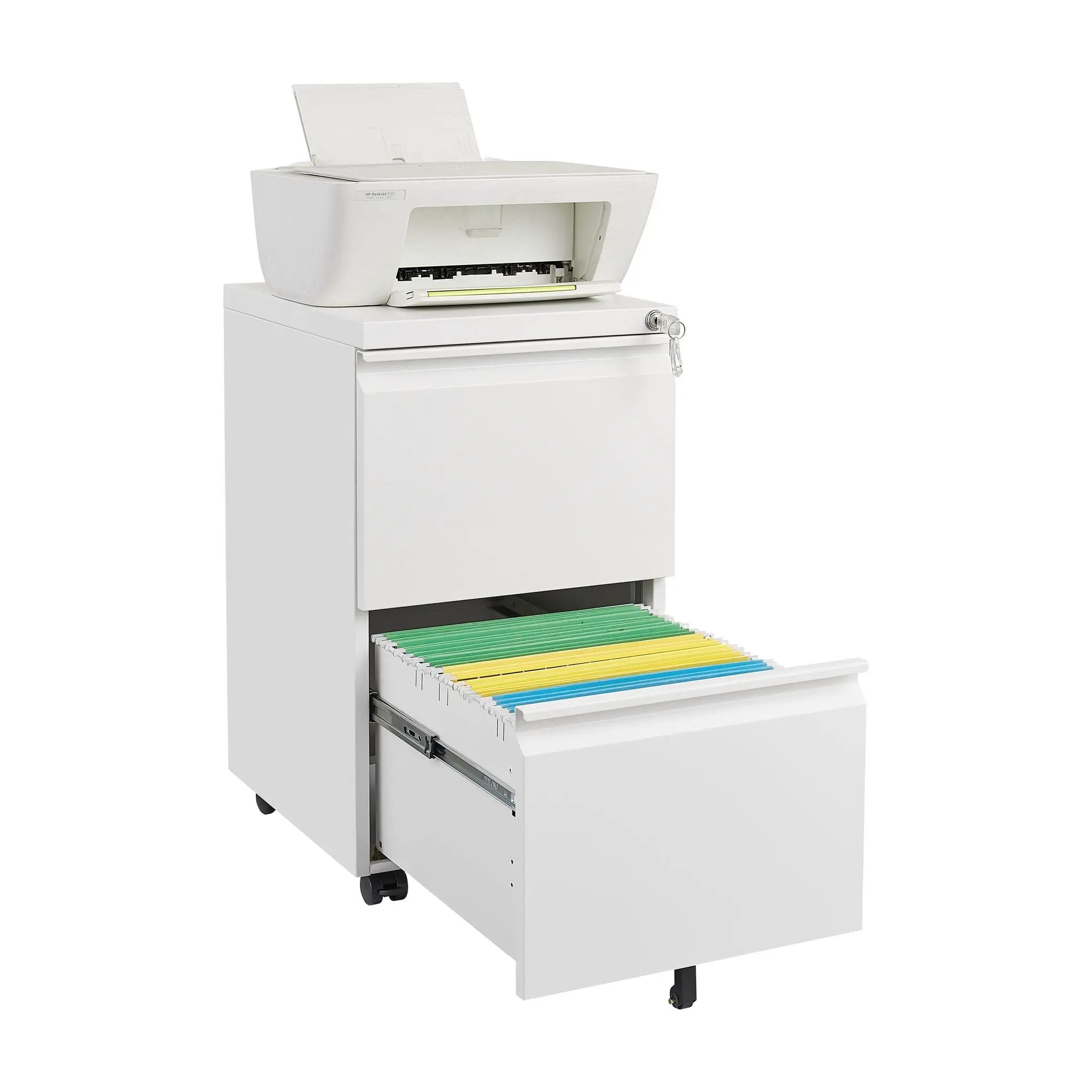 2 Drawer File Cabinet With Lock, Metal Under Desk Rolling Filing Cabinet Fits Letter / Legal / A4 Size For Home Office, Mobile Filing Cabinet by Unique Piece Furniture