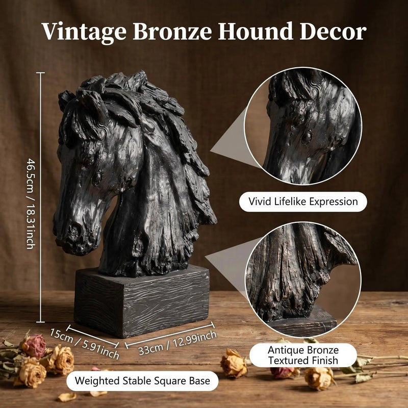 Black Rustic Horse Head Sculpture with Base by HouseOfZazla