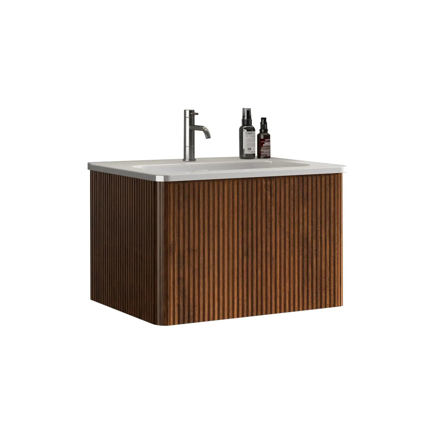 Etna - Striped Bathroom Vanity With Ceramic Sink, Wall Mounted Floating Bathroom Vanity For Modern Bathroom by HouseOfZazla