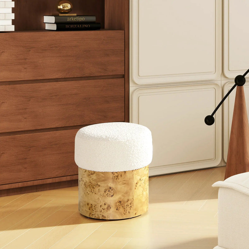 Nebula - Round Upholstered Ottoman - White by HouseOfZazla