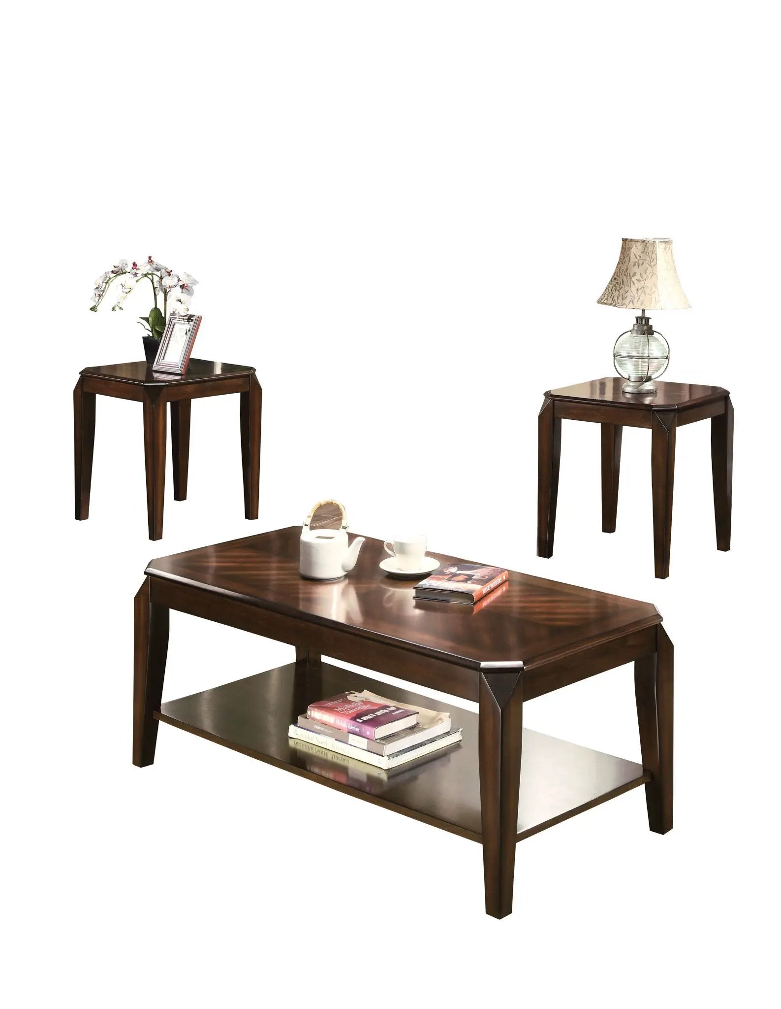 Docila - 3 Piece Pack Coffee With End Table (Set of 3) - Walnut by Unique Piece Furniture