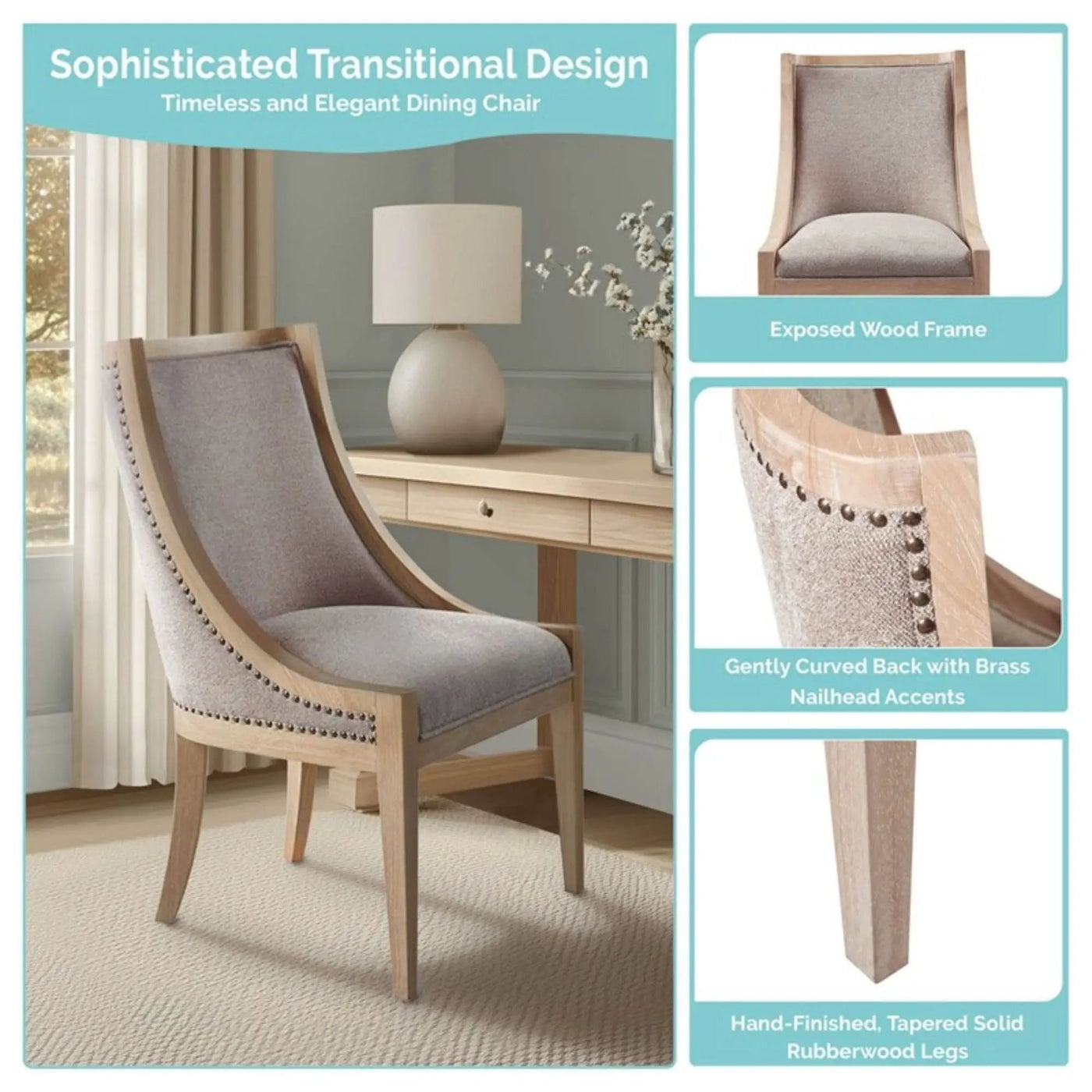 Upholstered Dining Chair With Nailhead Trim by Unique Piece Furniture