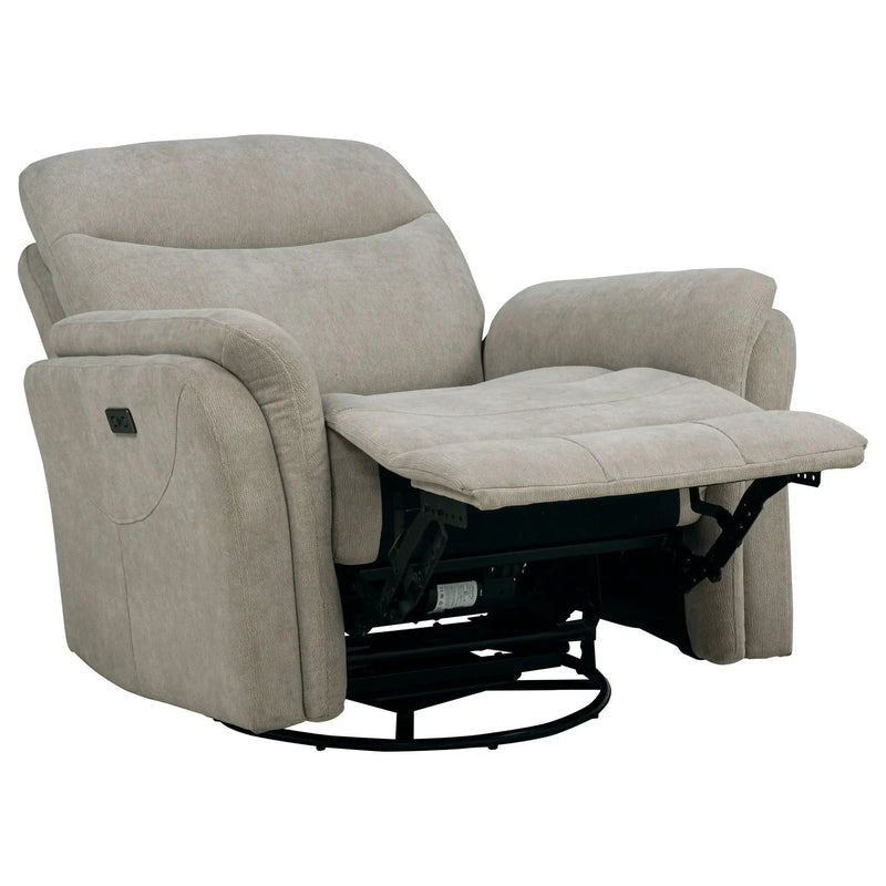 Adler Upholstered Power Swivel Glider Recliner Greige by Unique Piece Furniture
