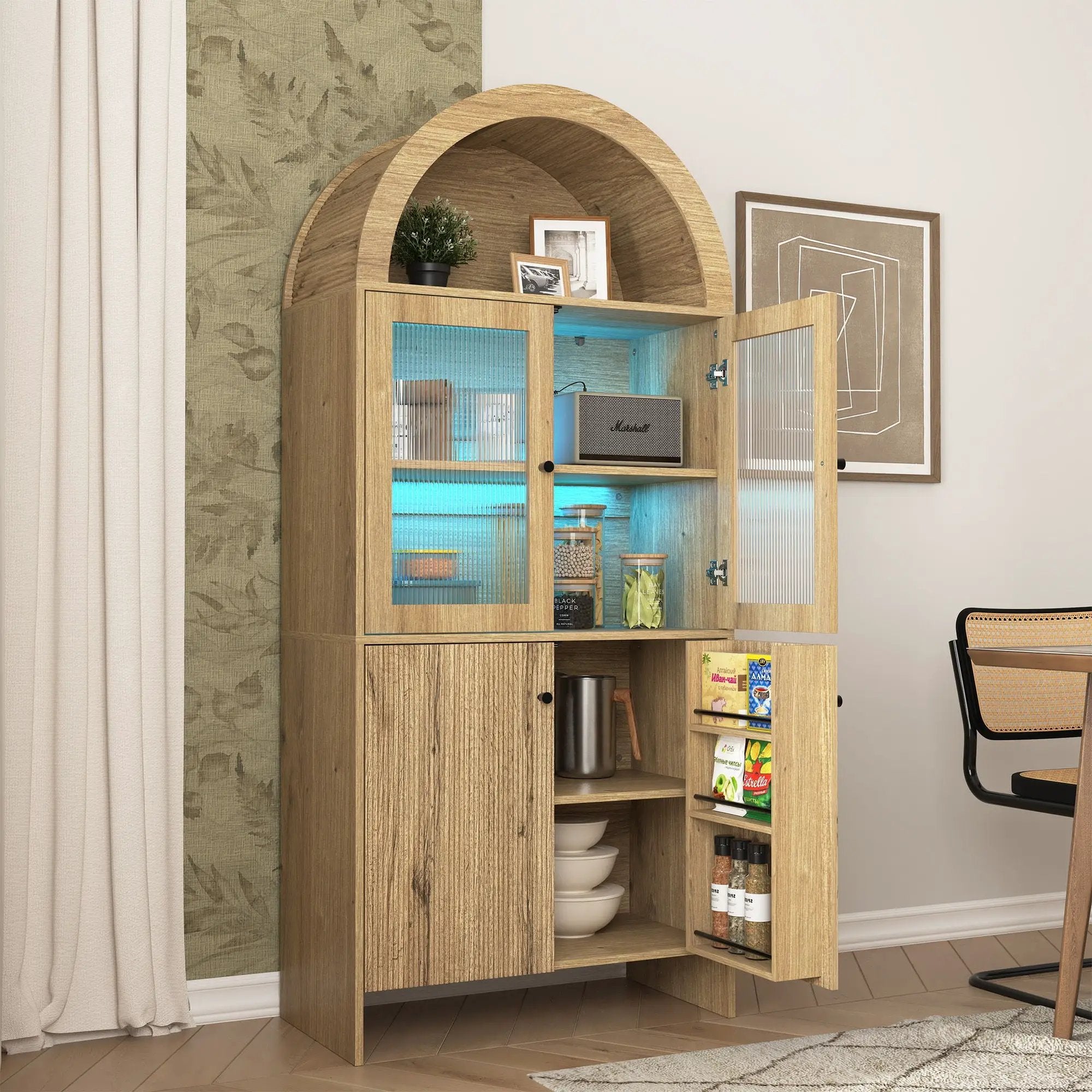 Modern Tech Inspired Dome Cabinet With LED Lighting by HouseOfZazla