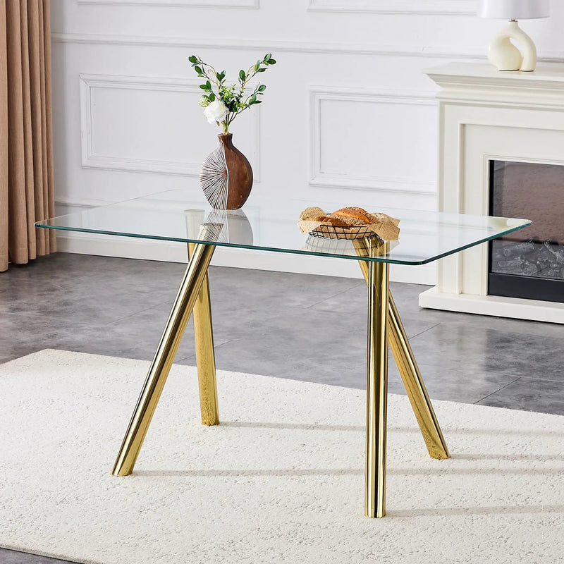 Rectangular Design Dining Table - Gold by HouseOfZazla