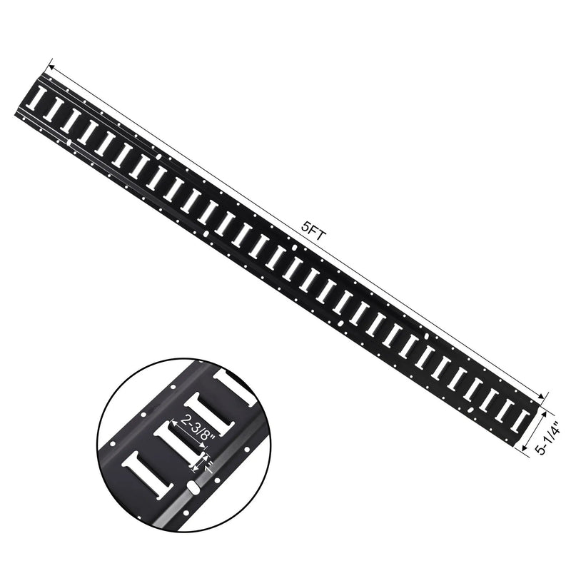 12 Pieces E Track Tie-Down Rail Kit for Trucks, Vans, Garages - Black by HouseOfZazla