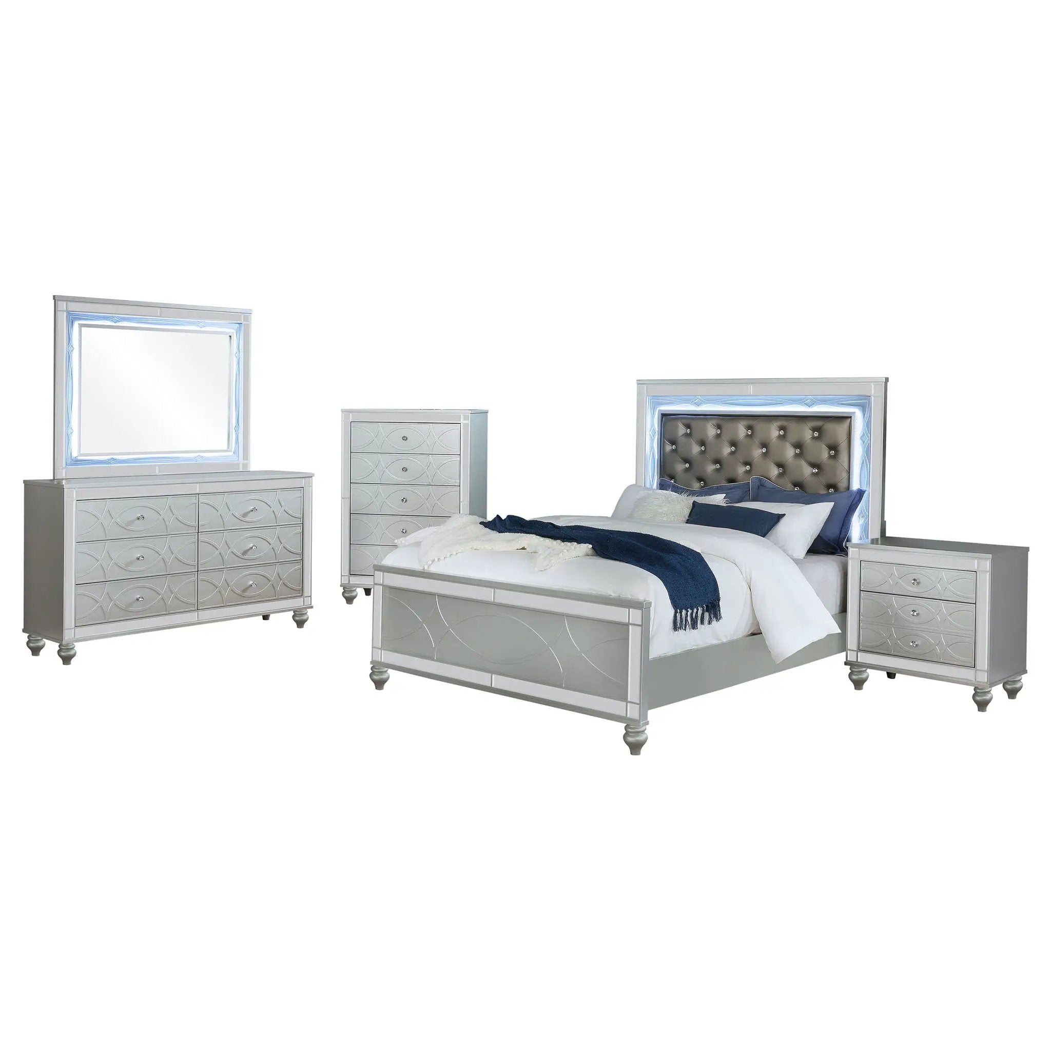 Gunnison 5-piece Queen Bedroom Set Silver Metallic by Unique Piece Furniture