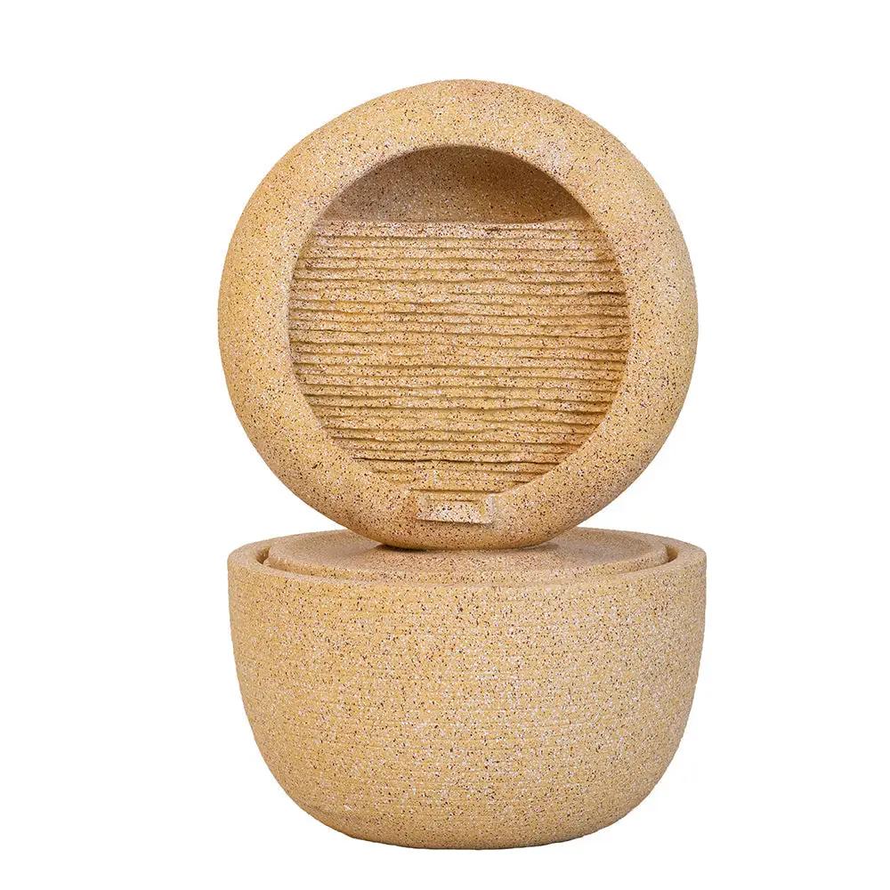 21.7x21.7x34.3 Inch Cement Round Water Fountain with Light and Pump by HouseOfZazla