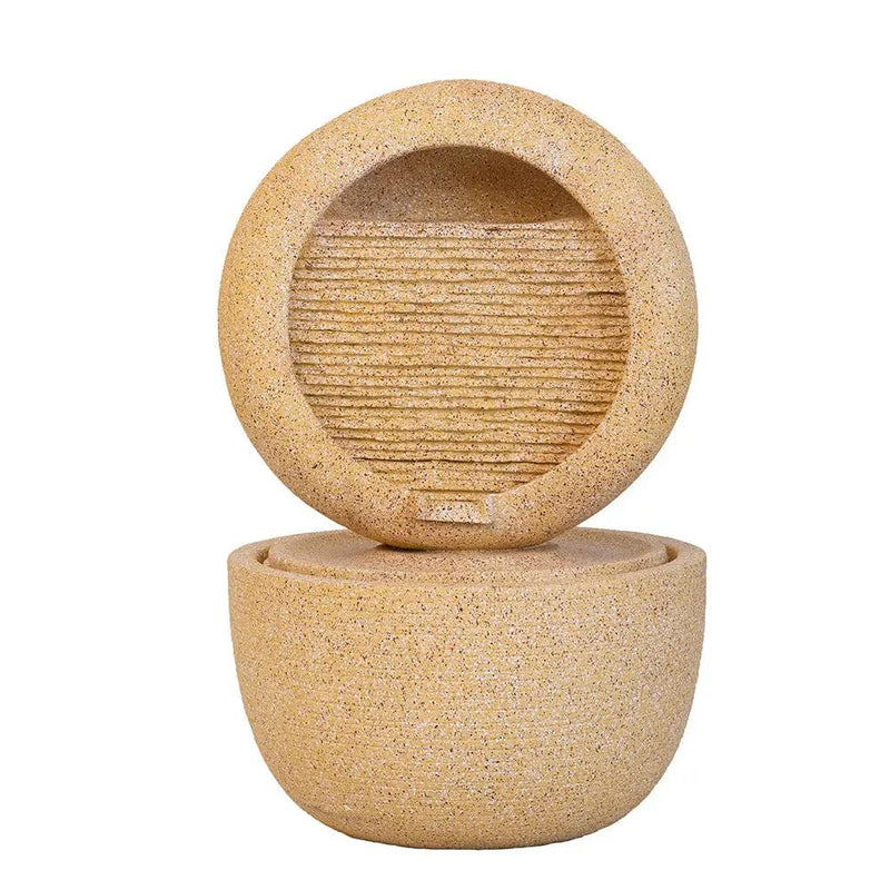 21.7x21.7x34.3 Inch Cement Round Water Fountain with Light and Pump by HouseOfZazla