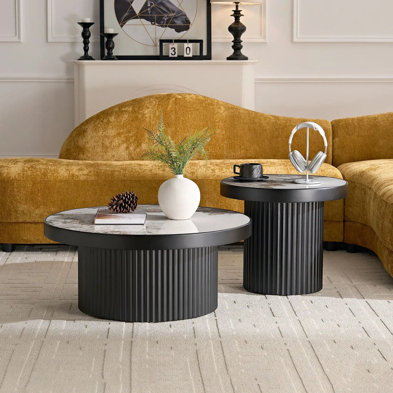 Set of 2 Coffee Tables with Sintered Stone Tabletops by HouseOfZazla