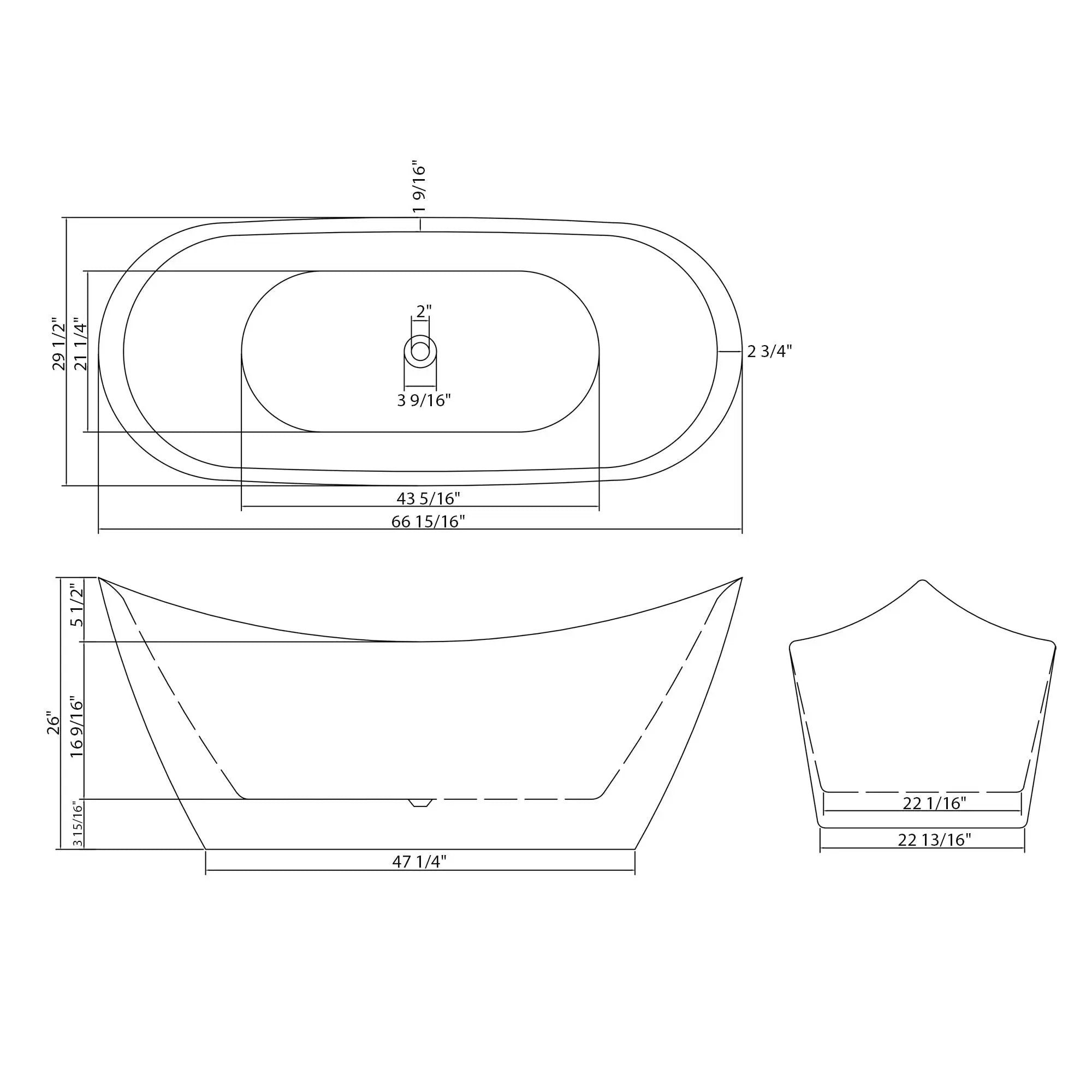 Glossy Freestanding Bathtub, Double Slipper Design, Deep Soaking Comfort by HouseOfZazla