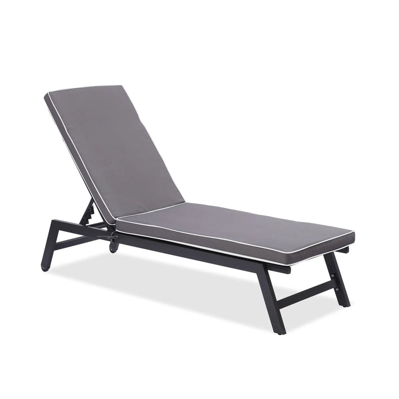 2 Pieces Set Outdoor Lounge Chair Cushion Replacement Patio Furniture Seat Cushion Chaise Lounge Cushion - Antique Gray / White by HouseOfZazla