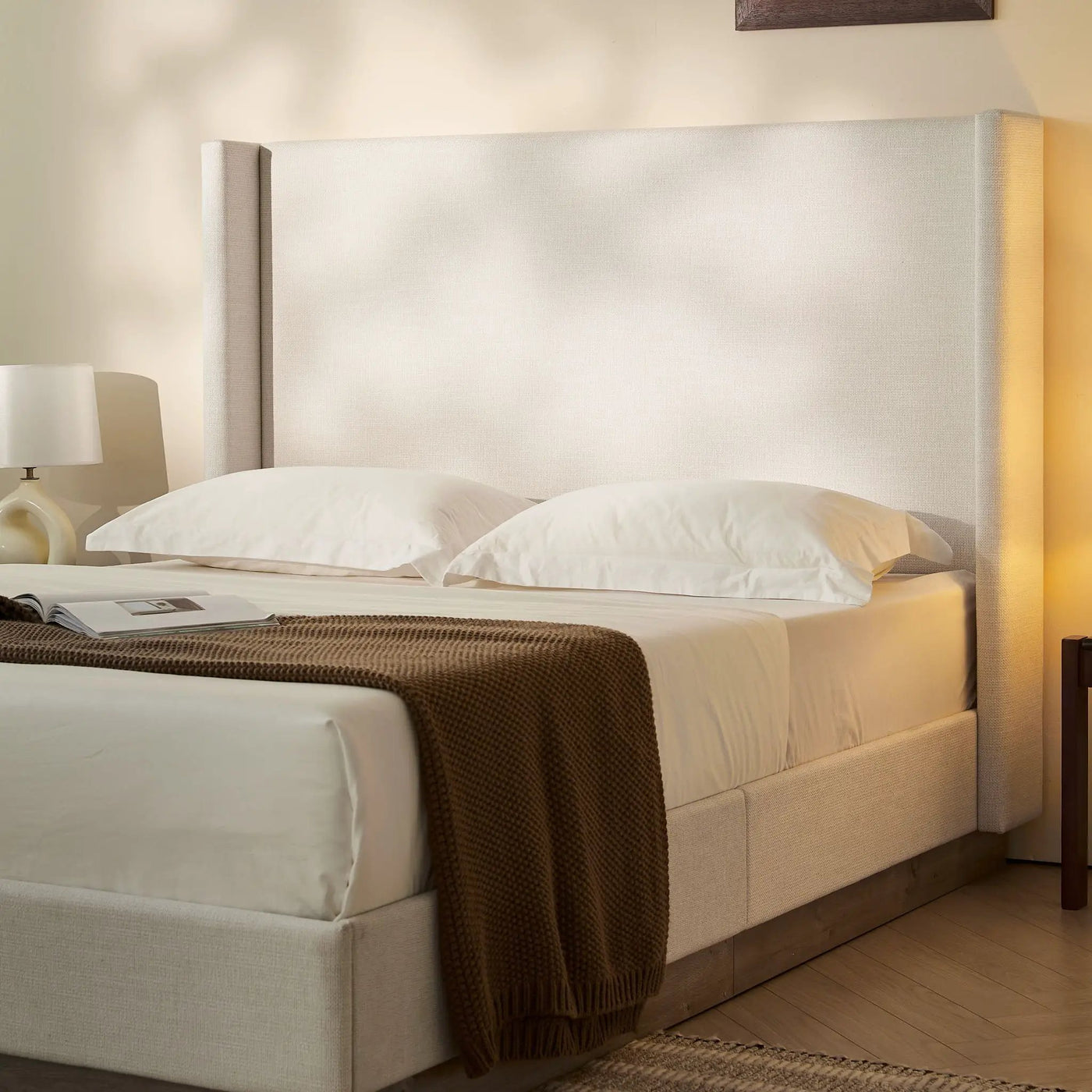 Hosford - Minimalist Upholstered Wingback Bed by HouseOfZazla