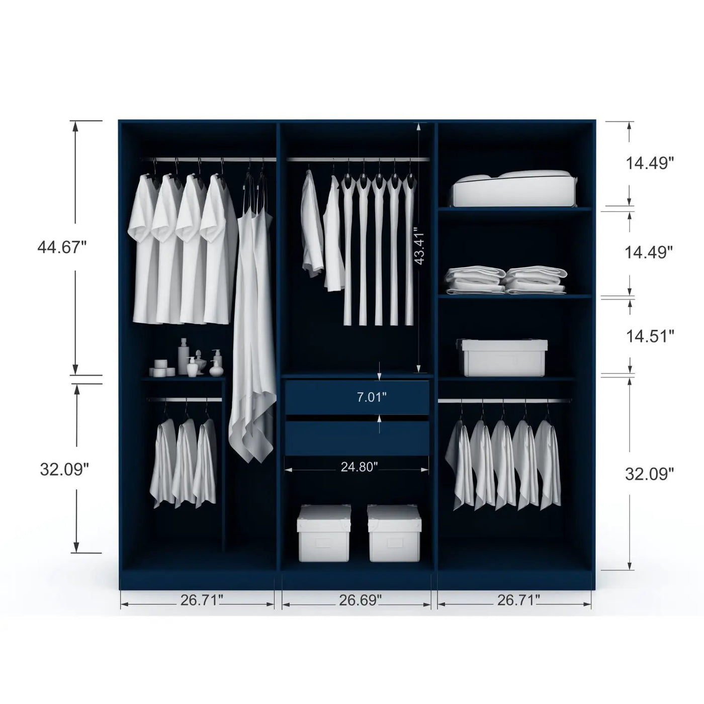 Gramercy - Free Standing Wardrobe Closet With Drawers And Shelves by HouseOfZazla