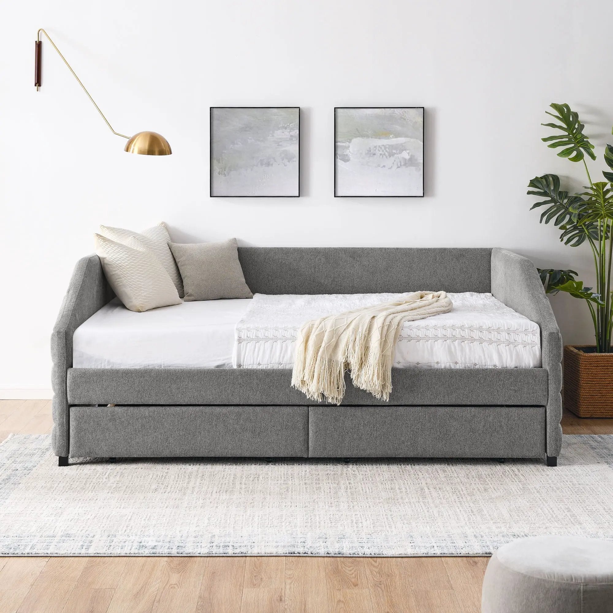 Elegant Daybed With Trundle Upholstered Tufted Sofa Bed by Unique Piece Furniture