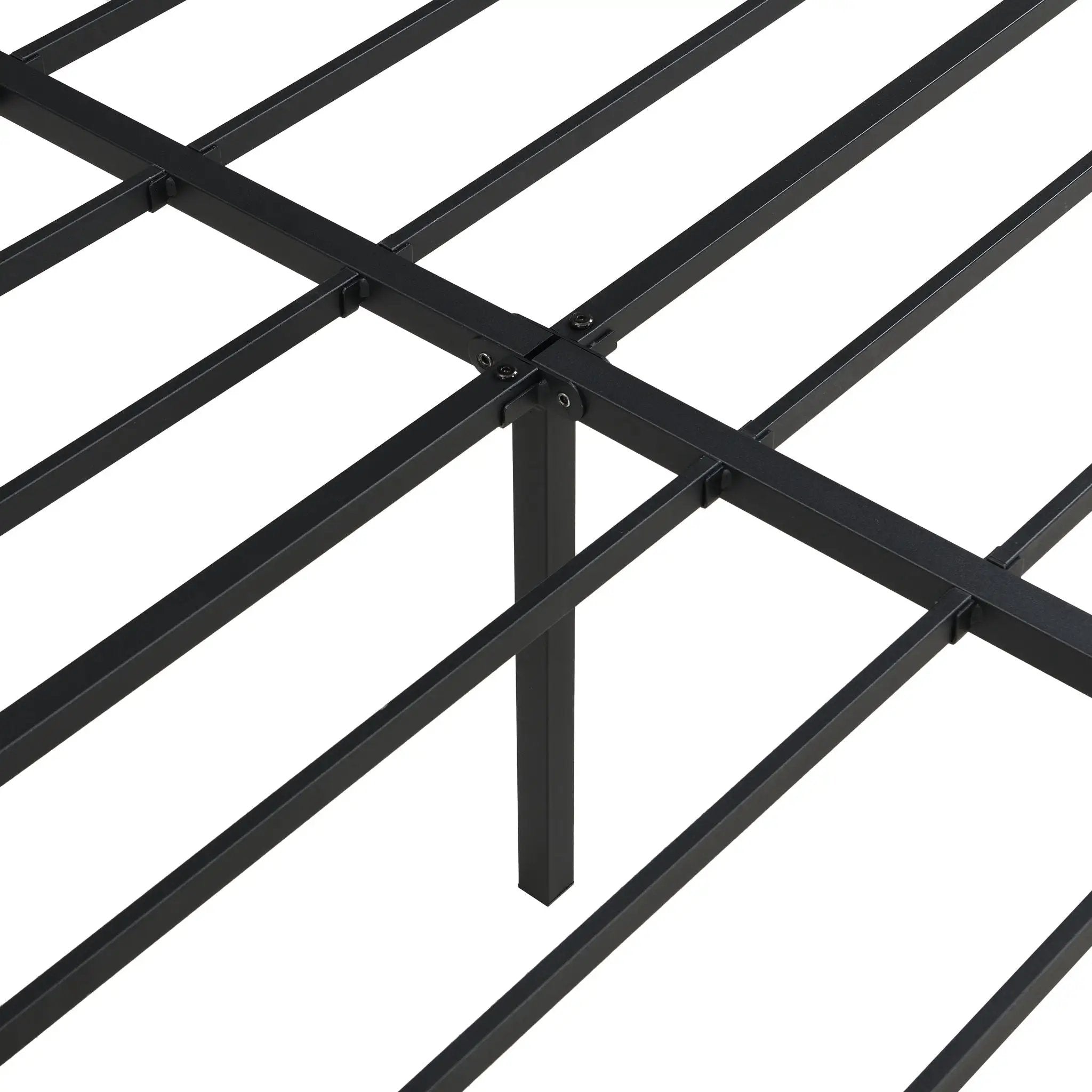Heavy Duty Queen Size Bed Frame With Quiet Support - Black