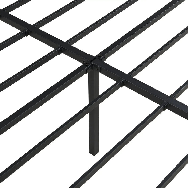 Heavy Duty Queen Size Bed Frame With Quiet Support - Black