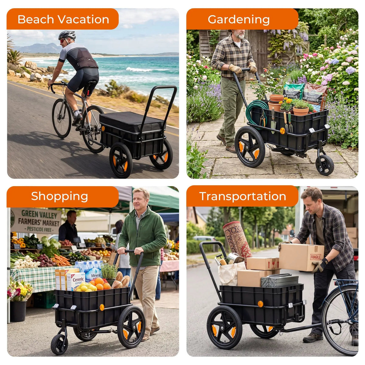 2-in-1 Bike Cargo Trailer Pushcart by HouseOfZazla
