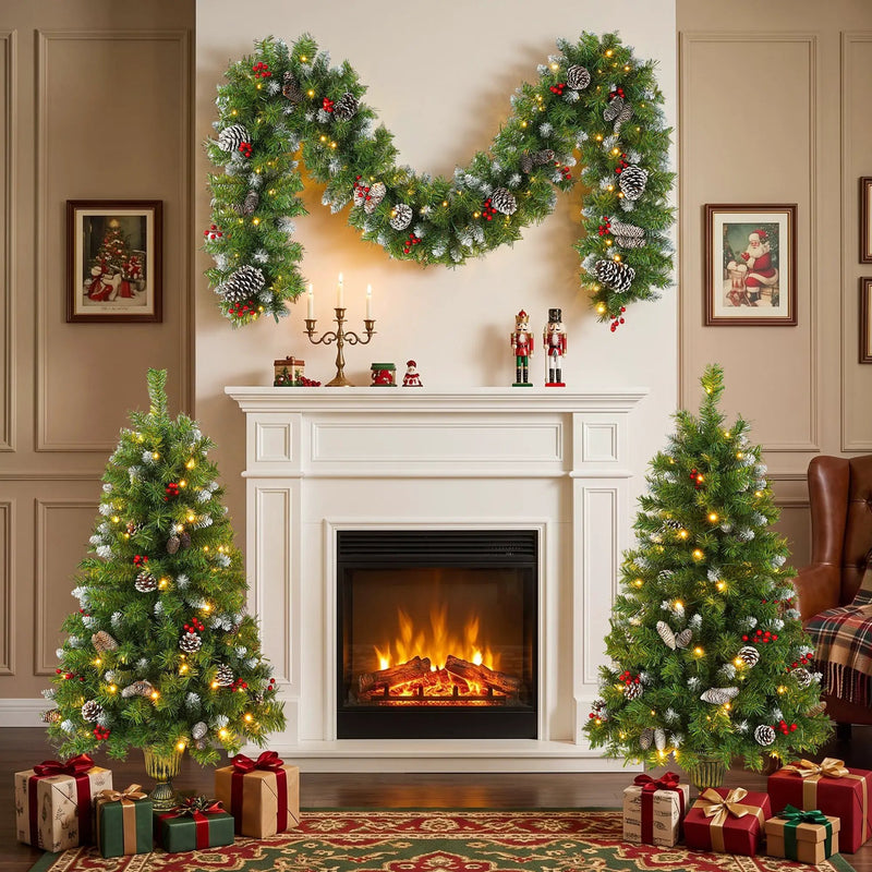 Pre-Lit Xmas Tree Artificial Christmas 3-Piece Set by HouseOfZazla