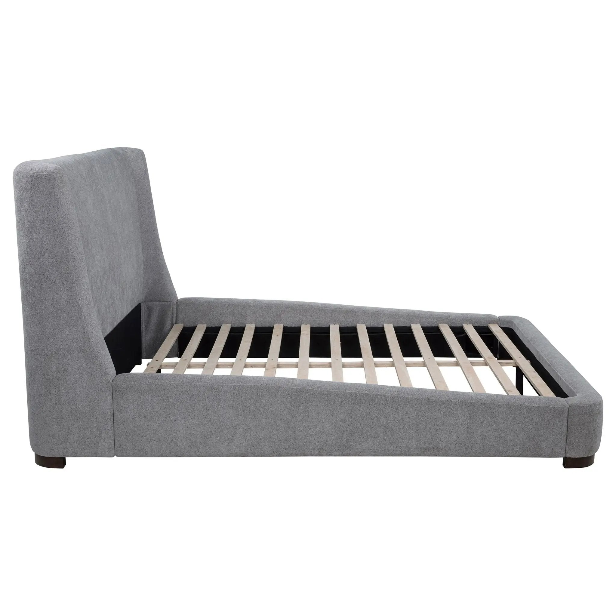 Rennes Upholstered Eastern King Wingback Platform Bed Grey by Unique Piece Furniture