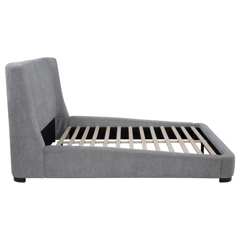Rennes Upholstered Eastern King Wingback Platform Bed Grey by Unique Piece Furniture