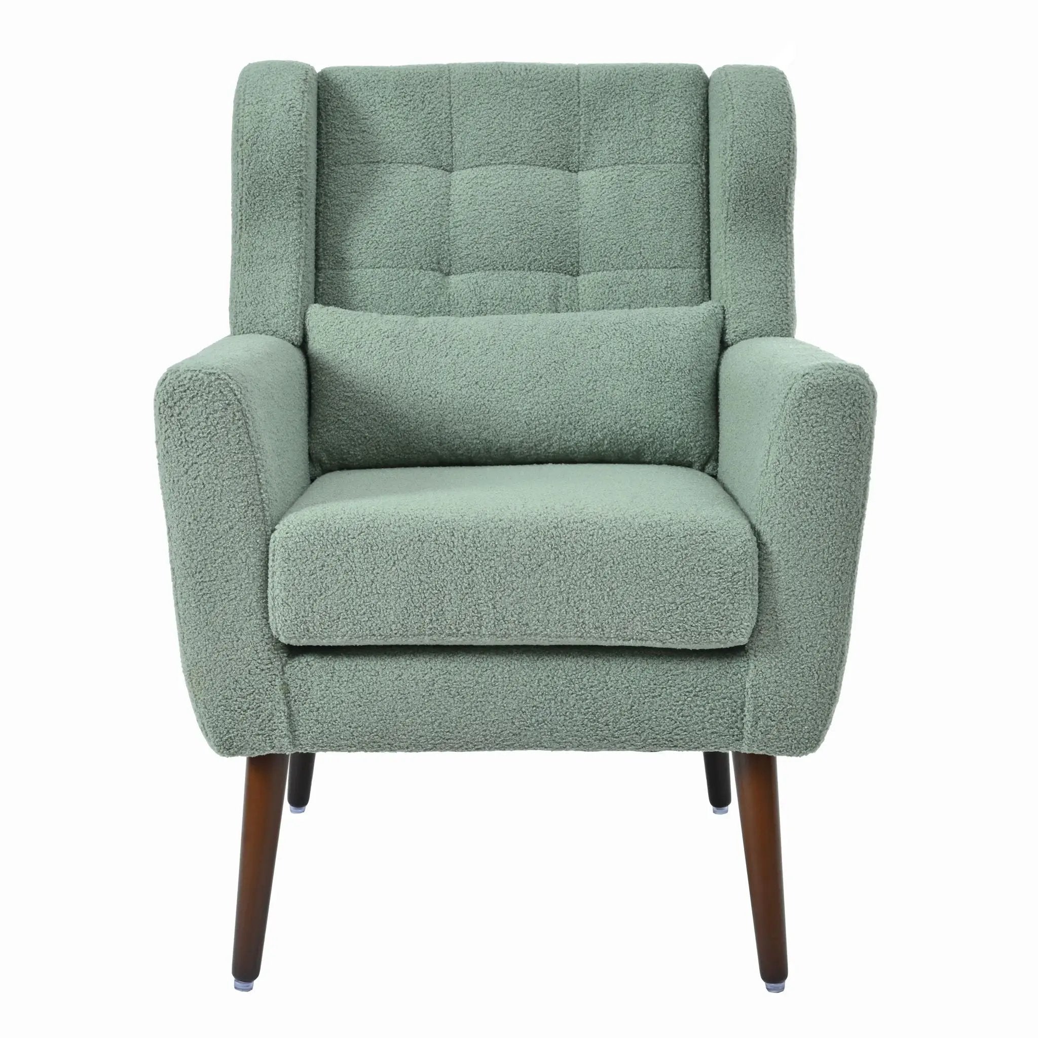 Modern Accent Chair, Teddy Fabric Living Room Chairs Comfy Reading Chair, Mid Century Accent Chair, Lounge Arm Chairs Armchair For Living Room Bedroom - Light Green by HouseOfZazla