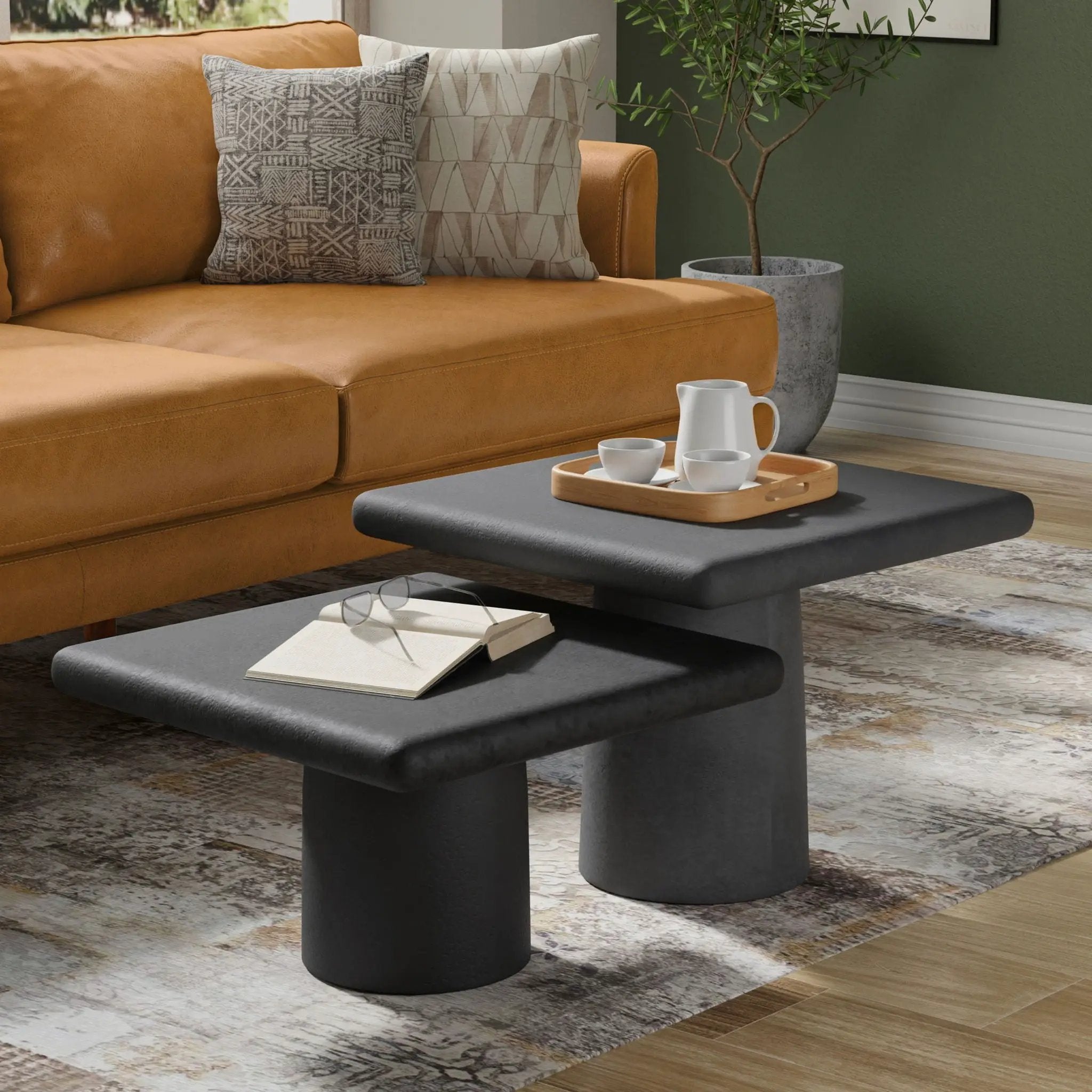 Zachary - 2 Piece Set Cast Aluminum Coffee Table - Black by Unique Piece Furniture