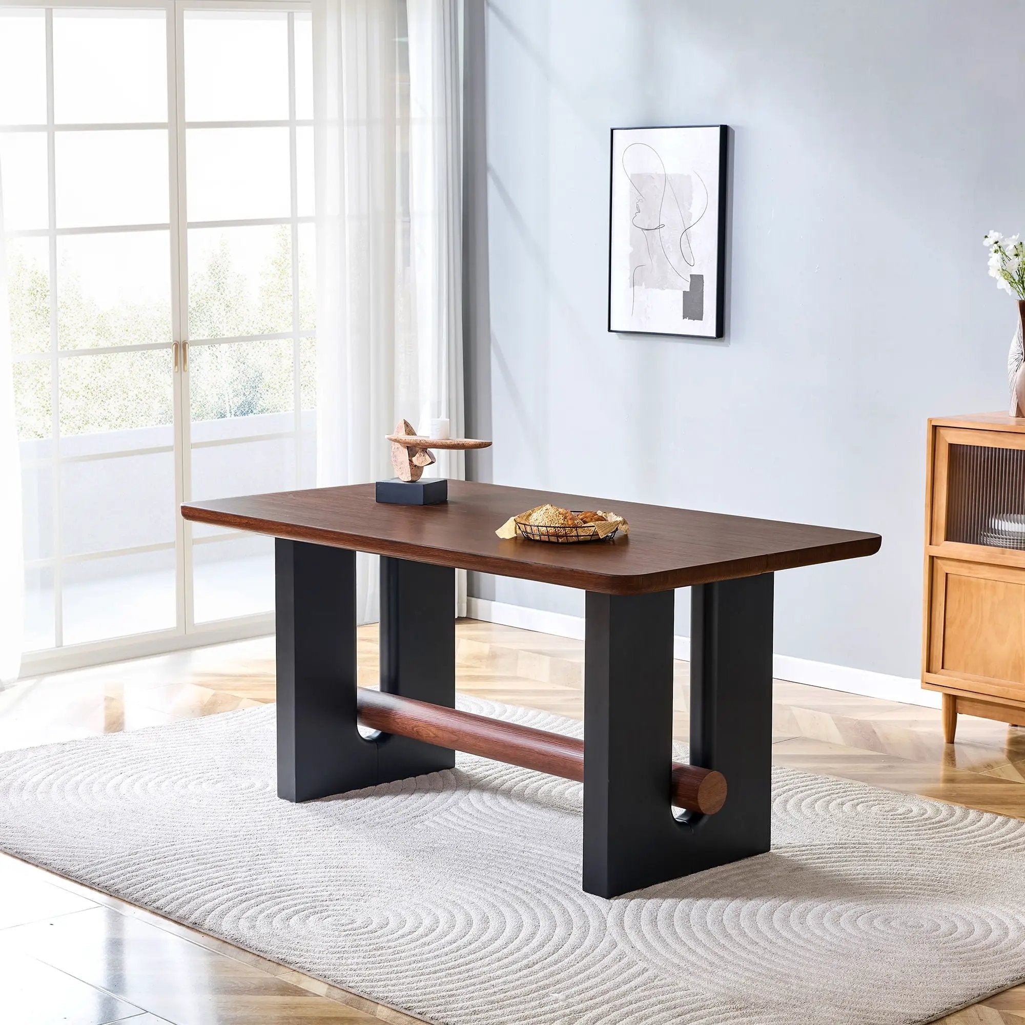 Compact Dining Table - Walnut / Black by Unique Piece Furniture