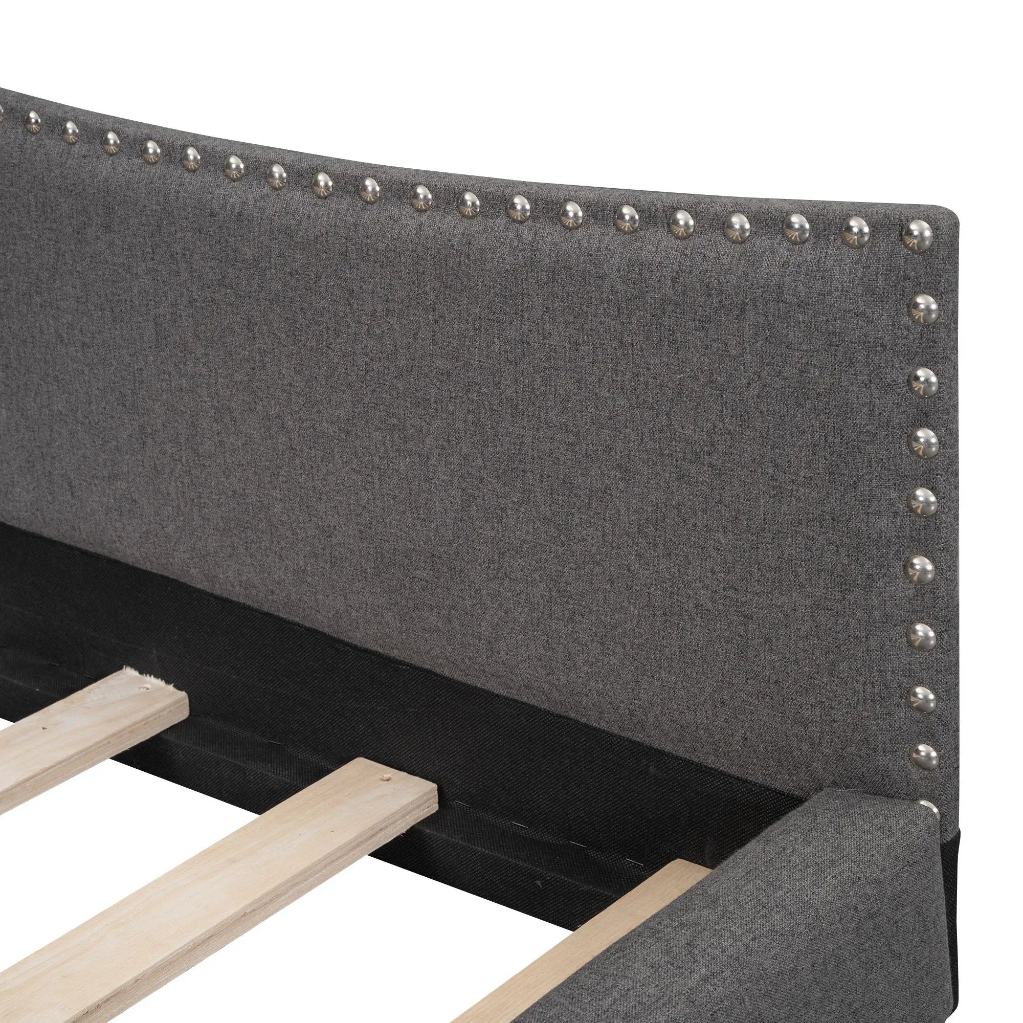 Upholstered Daybed With Headboard And Armrest, Support Legs by HouseOfZazla