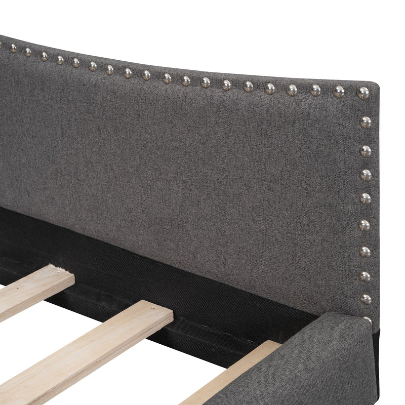Upholstered Daybed With Headboard And Armrest, Support Legs by HouseOfZazla