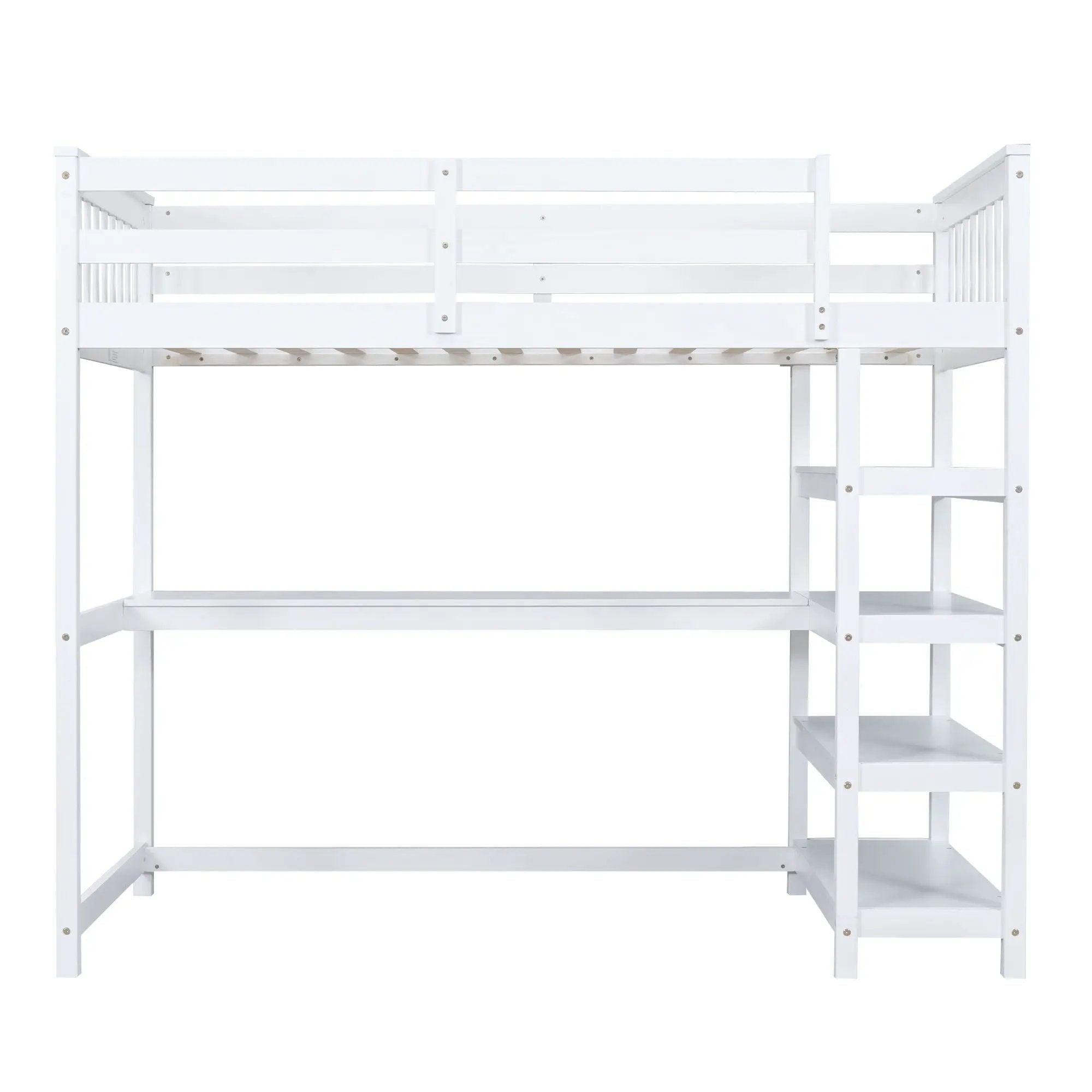 Loft Bed With Storage Shelves And Under Bed Desk by Unique Piece Furniture
