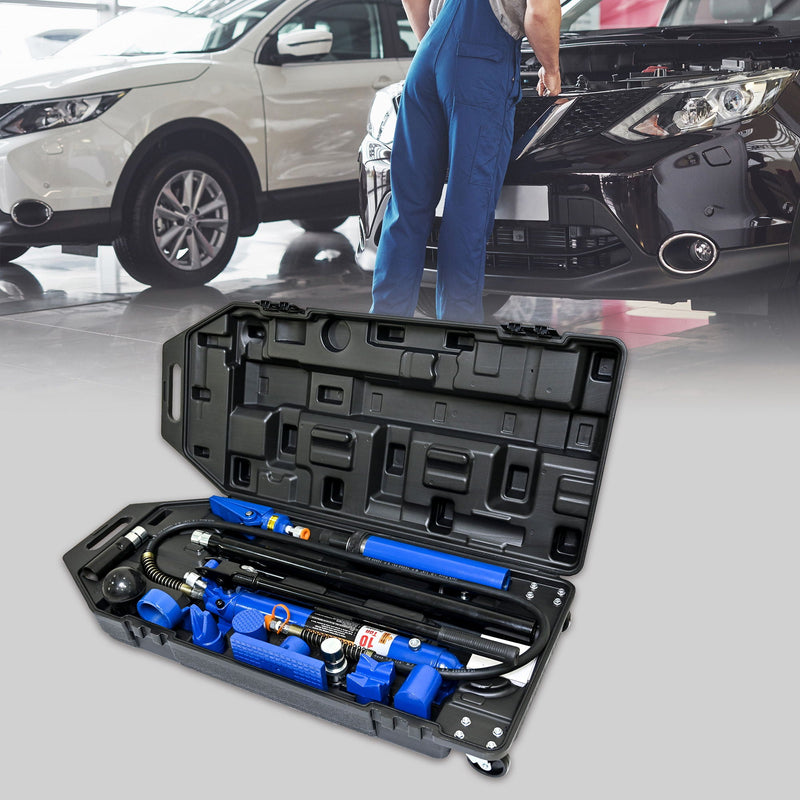 10 Ton Portable Hydraulic Equipment Kit For Metal Work - Black / Blue by HouseOfZazla