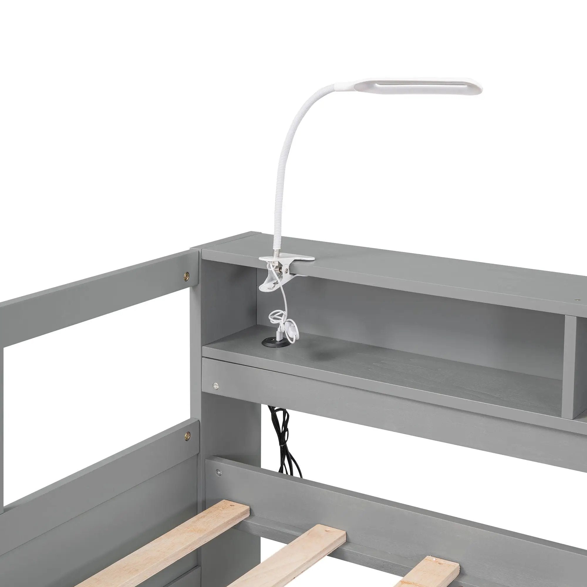 Daybed With 2 Trundles, 3 Storage Cubbies, Built In USB Charging Light by HouseOfZazla
