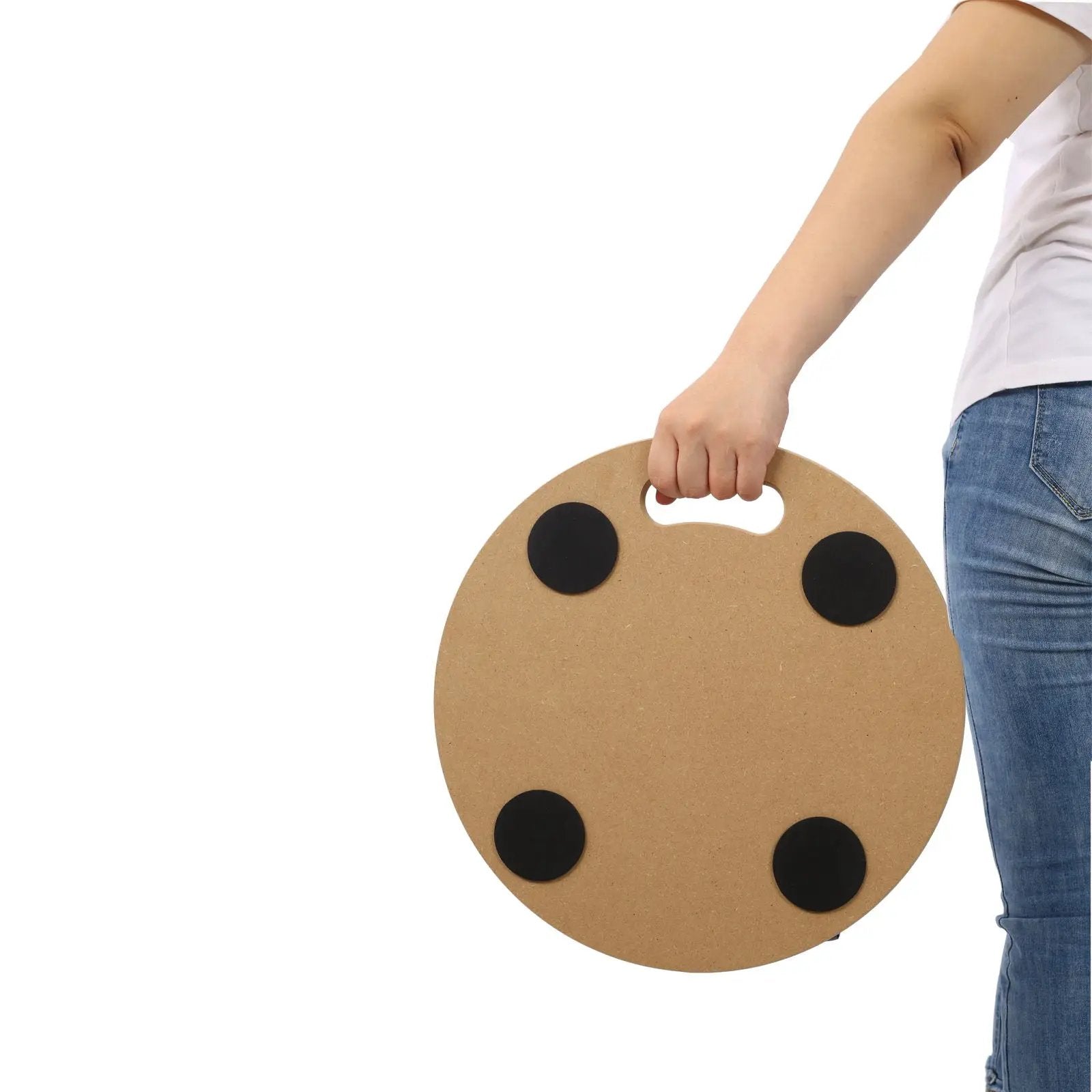 Furniture Moving Dolly, Heavy Duty Wood Rolling Mover With Wheels For Piano Couch Fridge Heavy Items, Securely Holds 500 Lbs (2 Piece Round Platform) - Natural by HouseOfZazla