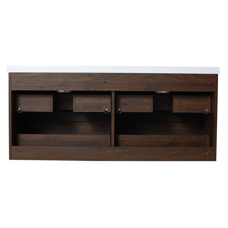 Modern Floating Bathroom Vanity With Dual Resin Sink, Soft Close Drawers by HouseOfZazla