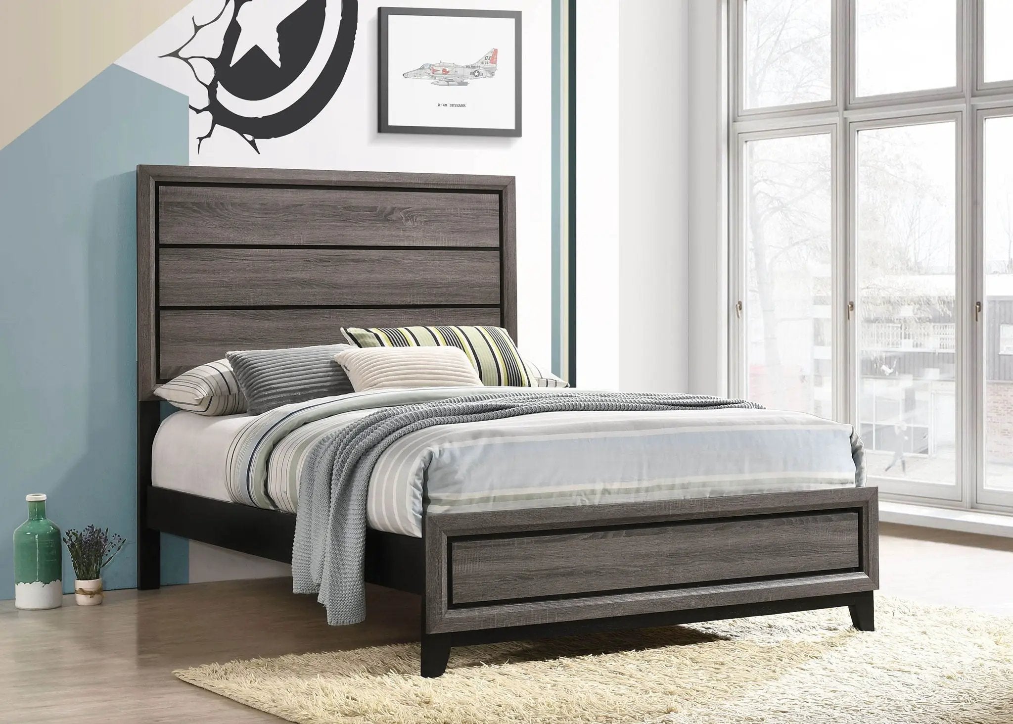 Watson Wood Full Panel Bed Grey Oak by Unique Piece Furniture