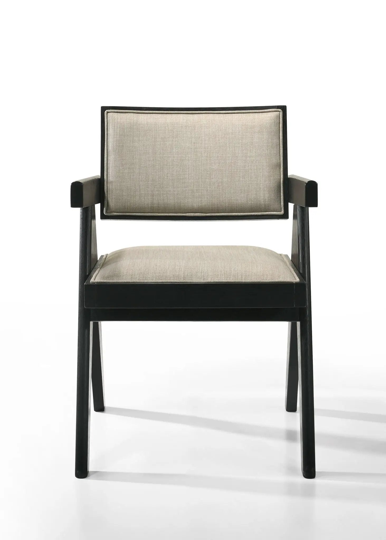 Jasper - Dining Arm Chairs With Upholstered Seat (Set of 2) - Ebony Black / Beige by HouseOfZazla