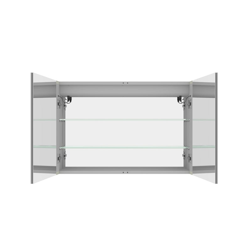 LED Medicine Cabinet With Mirror, Double Door With Defogger, Dimmer, Surface Mount by HouseOfZazla