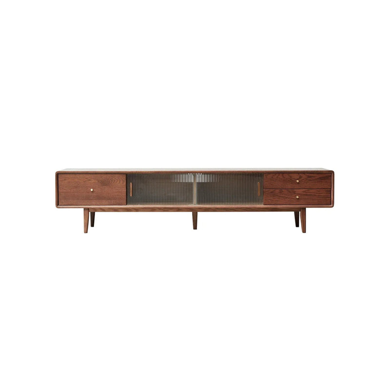 TV Cabinet With Chinese Changhong Glass Doors, Two Drawer Storage Space TV Standing by Unique Piece Furniture