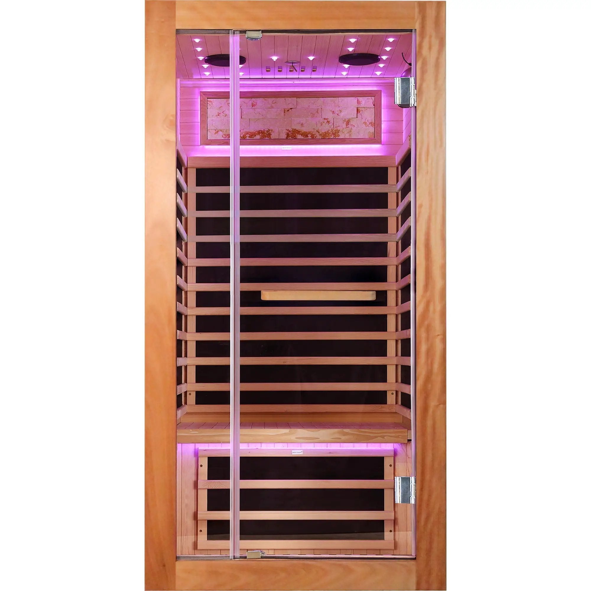 Single Person Sauna Room With LED Lighting, Epoxy Heating Plates, And Compact Design - American White Oak by HouseOfZazla