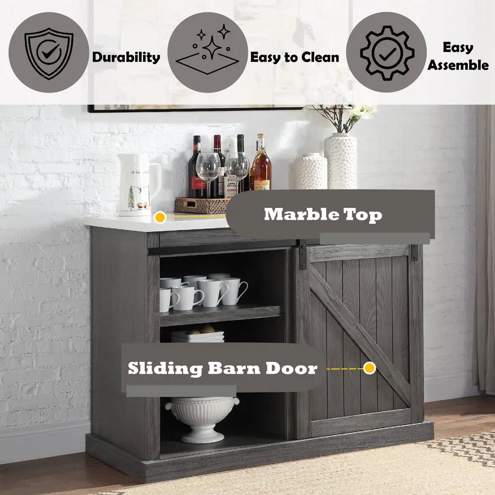Gauri - Kitchen Island - Marble Top Top & Gray Oak by Unique Piece Furniture