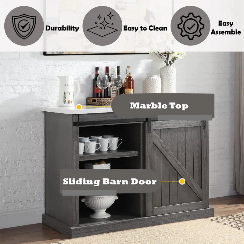 Gauri - Kitchen Island - Marble Top Top & Gray Oak by Unique Piece Furniture