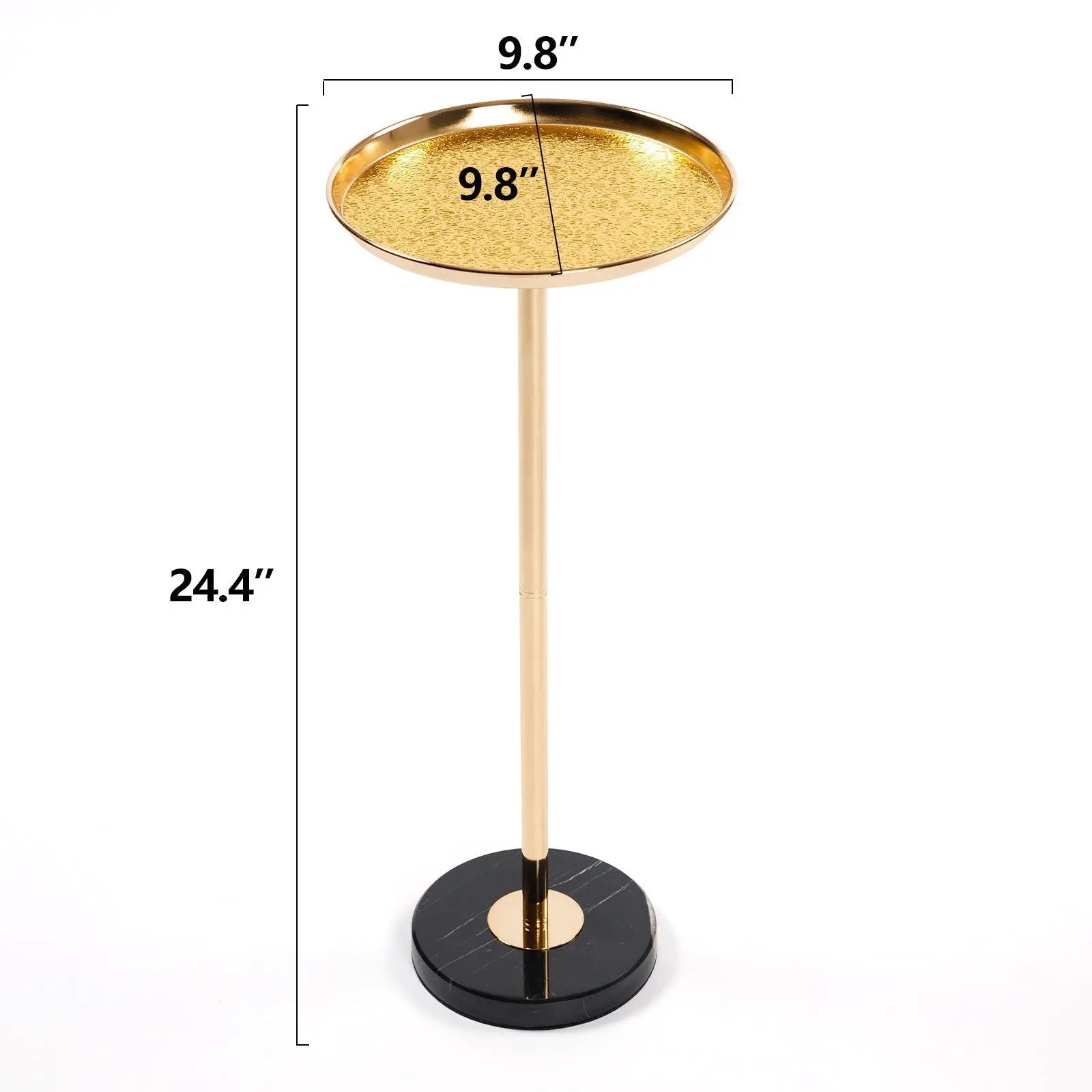 Adjustable Pedestal Side Table For Living Room - Gold / Black by HouseOfZazla