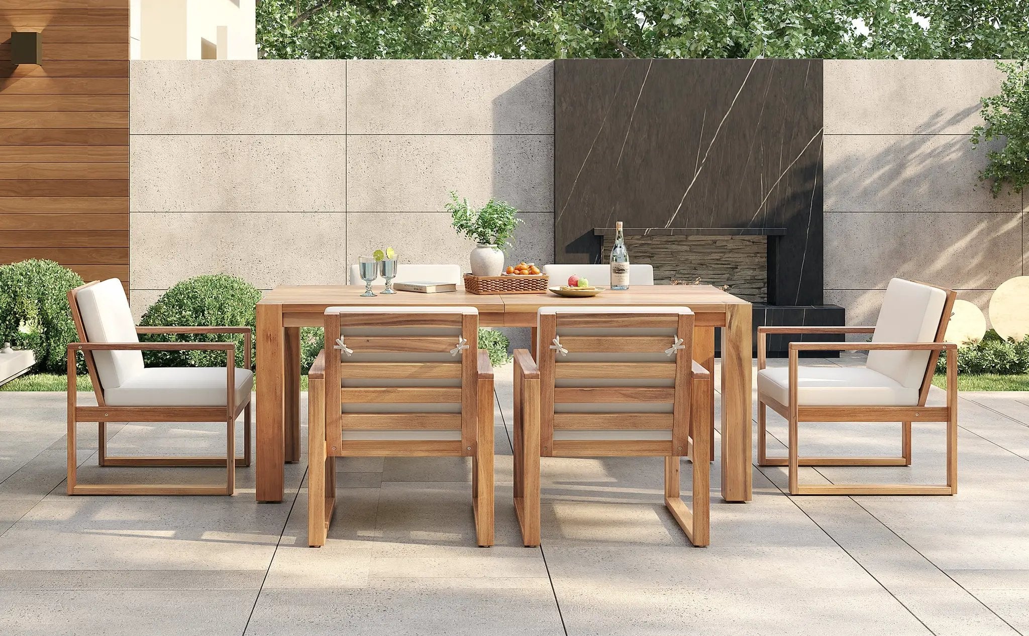 TREXM Patio Table and Chairs Set, 7-Piece Outdoor Dining Set for 6 by HouseOfZazla