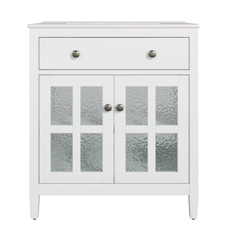 Bathroom Vanity With Ceramic Sink, Adjustable Shelf & Tip Out Tray by HouseOfZazla