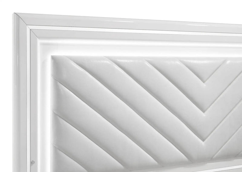 Cassia Queen LED Panel Bed White High Gloss by Unique Piece Furniture