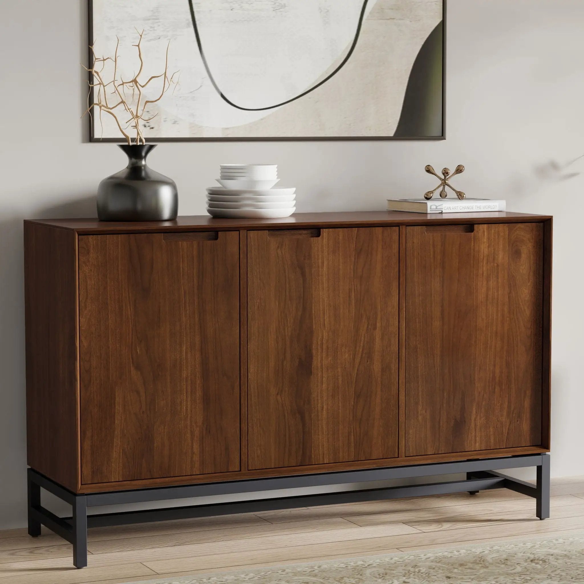 Banting - 3 Door Sideboard Buffet With Adjustable Shelves - Natural Walnut by HouseOfZazla